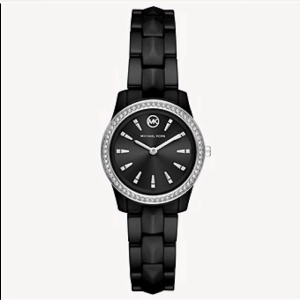 Michael Kors Black Ceramic Runway Mercer Watch NWT